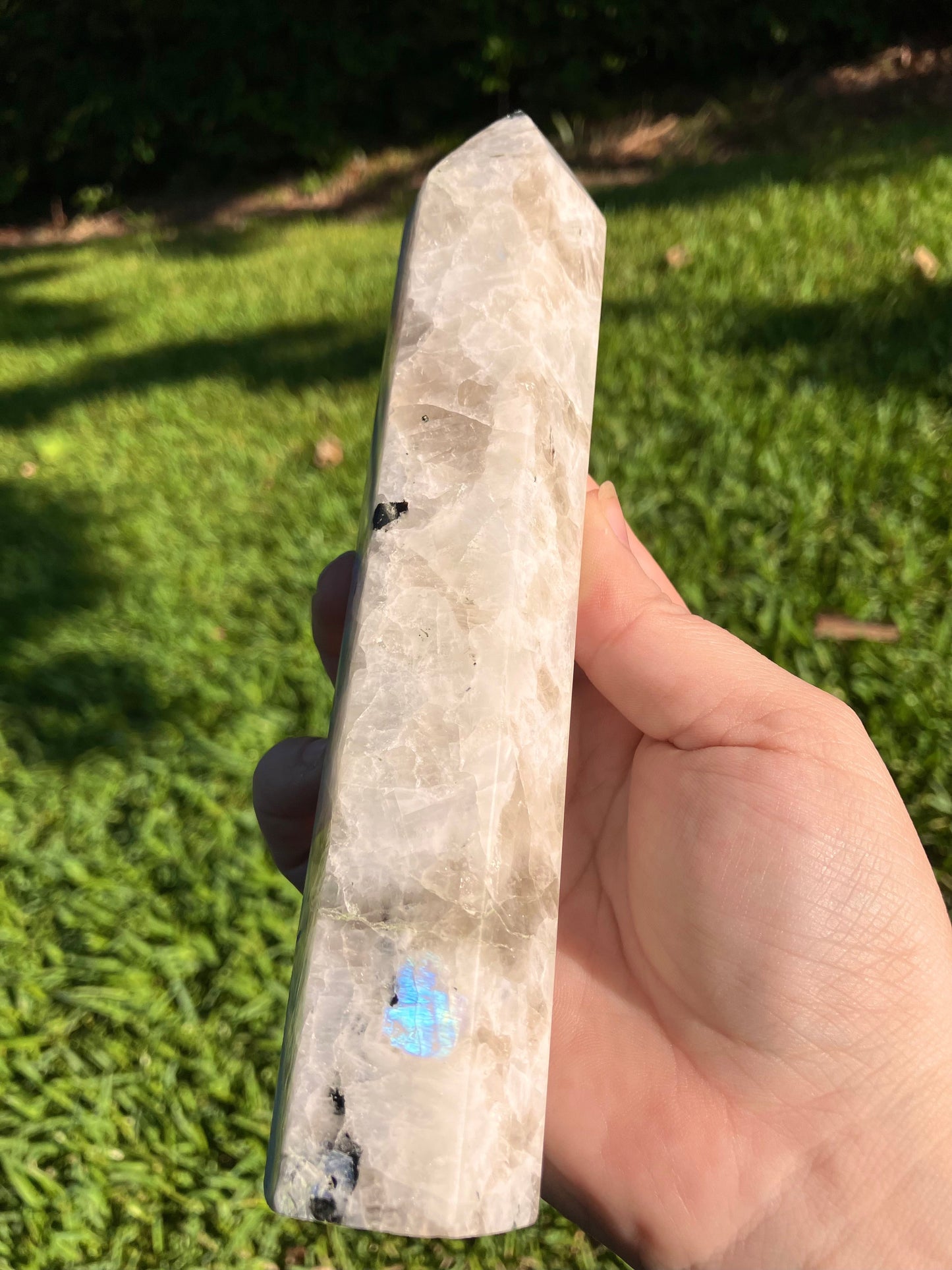 Rainbow Moonstone Tower – Natural Crystal Point for Healing & Energy Work