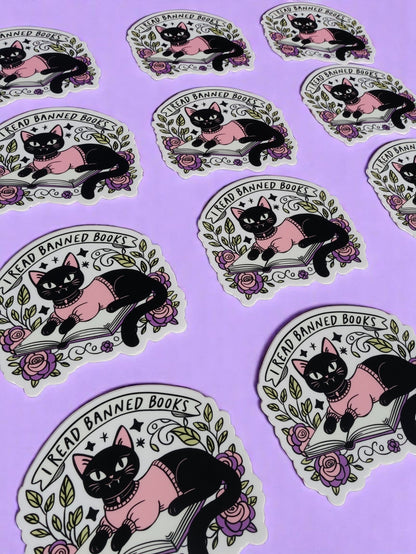 I Read Banned Books Sticker – Black Cat
