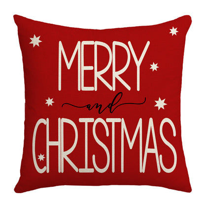 Grid Christmas linen pillowcase, Christmas tree snowflake home decoration pillowcase, sofa cushion pillowcase