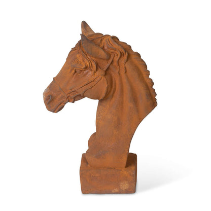 Aged Cast Iron Horse Head Sculpture for Equestrian Decor