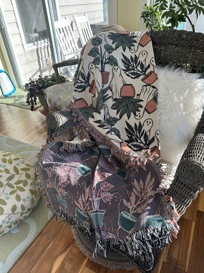 ghost woven blanket 50x60” clearance with potted plants