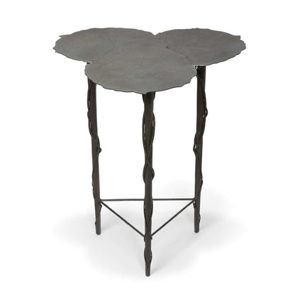 Lily Pad Side Table – Outdoor Iron Accent with Aged Patina