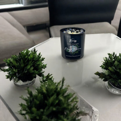 Eternal Blooms Crystal Candle with Obsidian, Lapis Lazuli, & Quartz | Coconut-Soy Wax Candle, 9oz