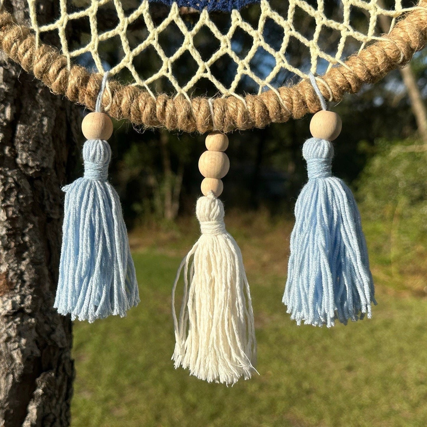 Evil Eye Wall Hanging, House Protection, Home Decor 12" Handmade Evil Eye Nazar Boncuk Mal De Ojo Macrame Dreamcatcher