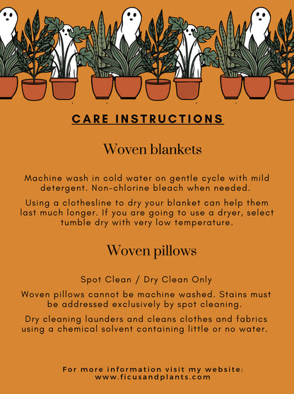 ghost woven blanket 50x60” clearance with potted plants