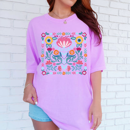 Folk Art Flowers - Comfort Colors T-Shirt