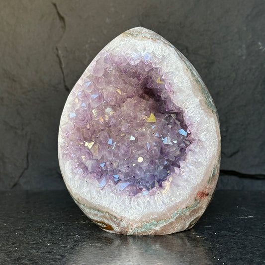 Quartz, Amethyst and Agate - 7.5 Lb Oval Full polished Crystal
