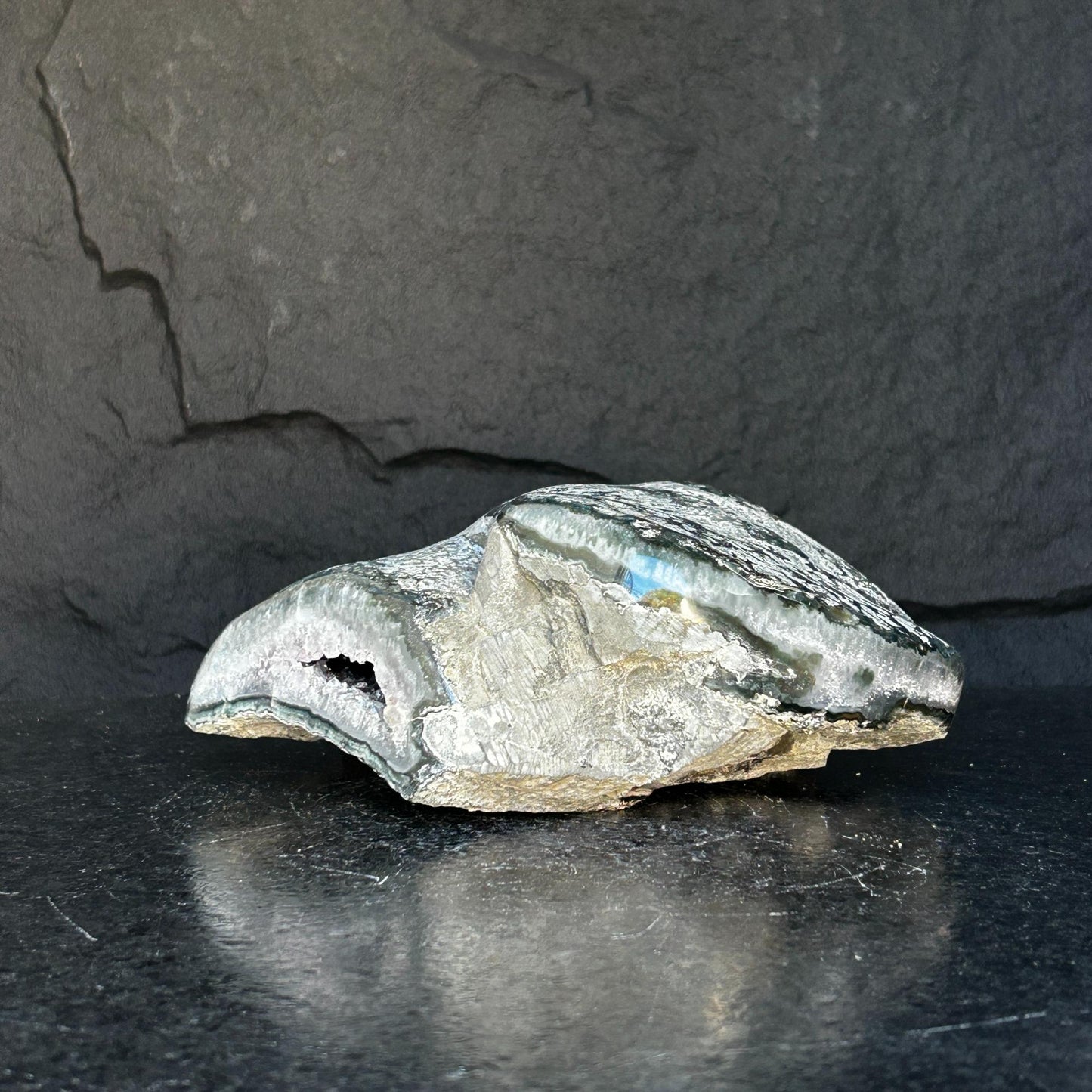 The largest Amethyst Geode Centerpiece, Extra Large decor piece, Outstanding Purple crystal with green agate details