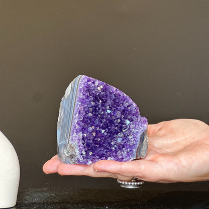 Unique Amethyst Cluster with Agate & Jasper – February Birthstone Crystal Geode for Meditation & Healing