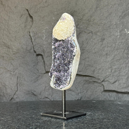 Natural Amethyst Geode, Galaxy Crystal on Metal Stand