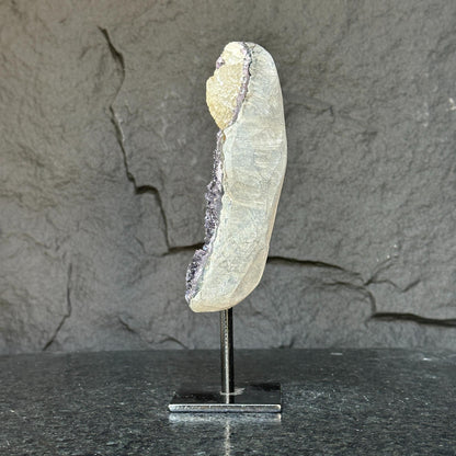 Natural Amethyst Geode, Galaxy Crystal on Metal Stand