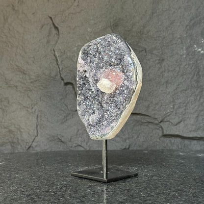 Amethyst with Rare Formations (Uruguay) – 3.6 lbs on Metal Base