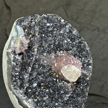 Amethyst with Rare Formations (Uruguay) – 3.6 lbs on Metal Base