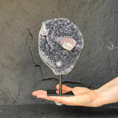 Amethyst with Rare Formations (Uruguay) – 3.6 lbs on Metal Base