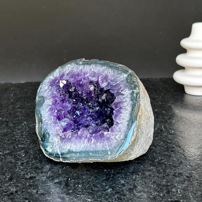 Amethyst and agate geode, amethyst crystal geode