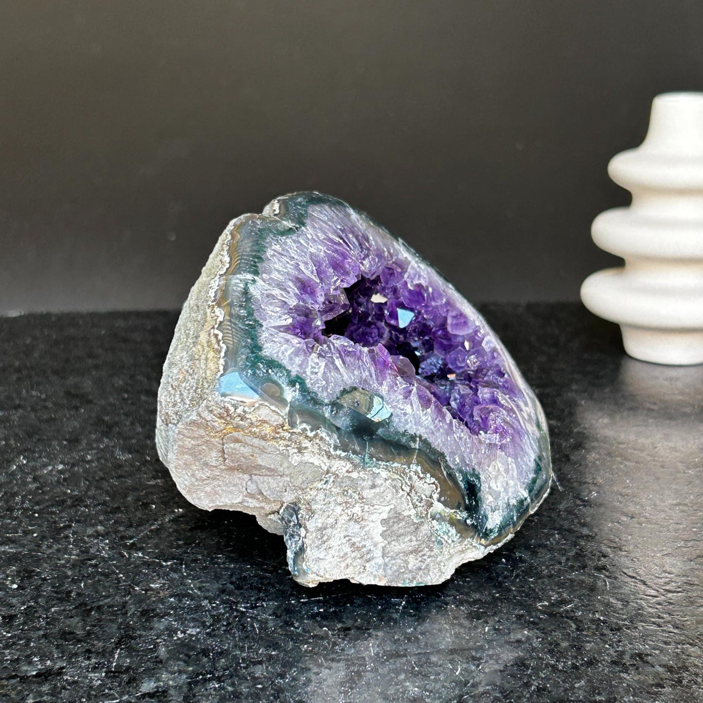Amethyst and agate geode, amethyst crystal geode