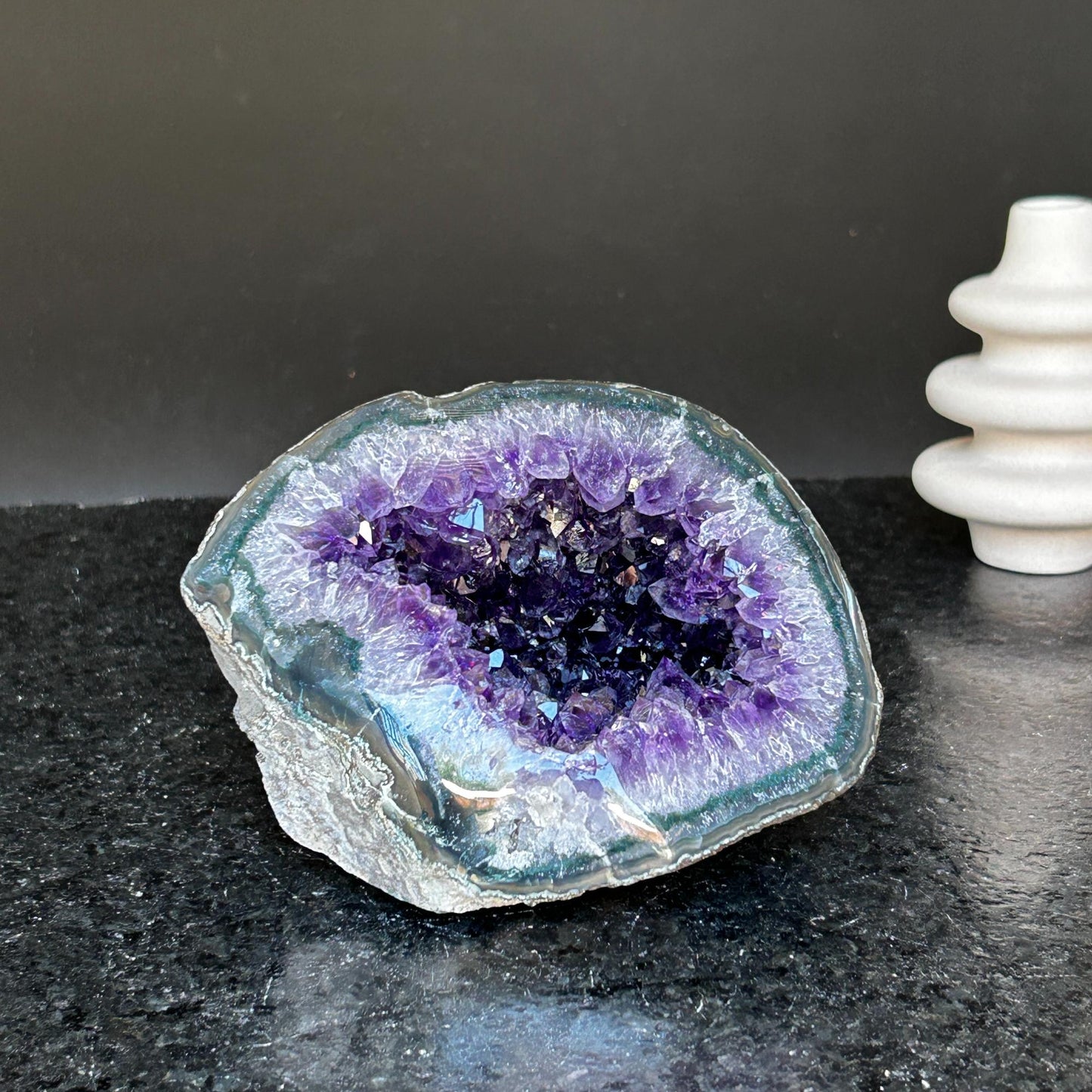 Amethyst and agate geode, amethyst crystal geode