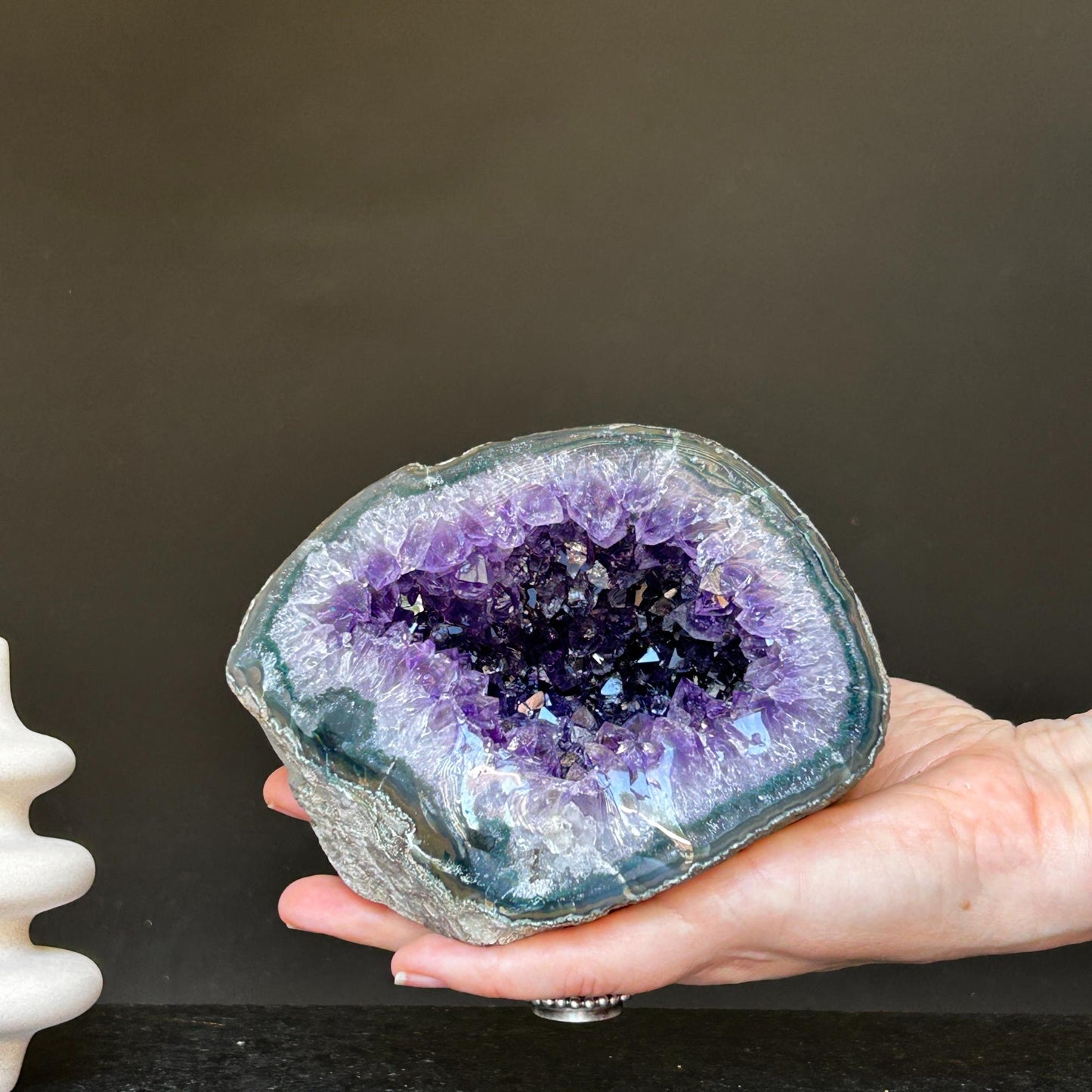 Amethyst and agate geode, amethyst crystal geode