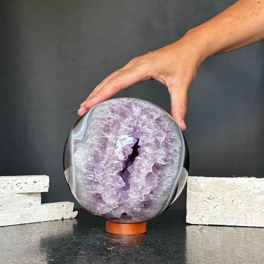 Amethyst and Agate Sphere, Open Crystal ball