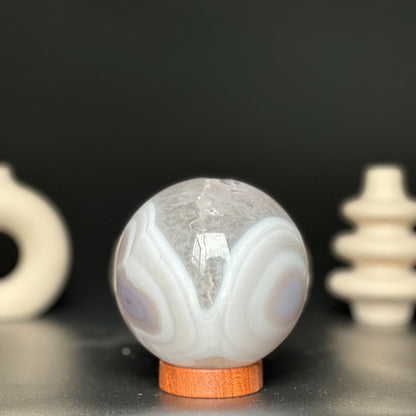 Agate and White Amethyst sphere 2.7 lbs! (base included)