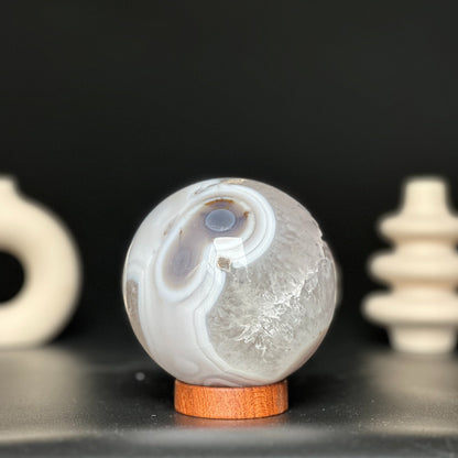 Agate and White Amethyst sphere 2.7 lbs! (base included)