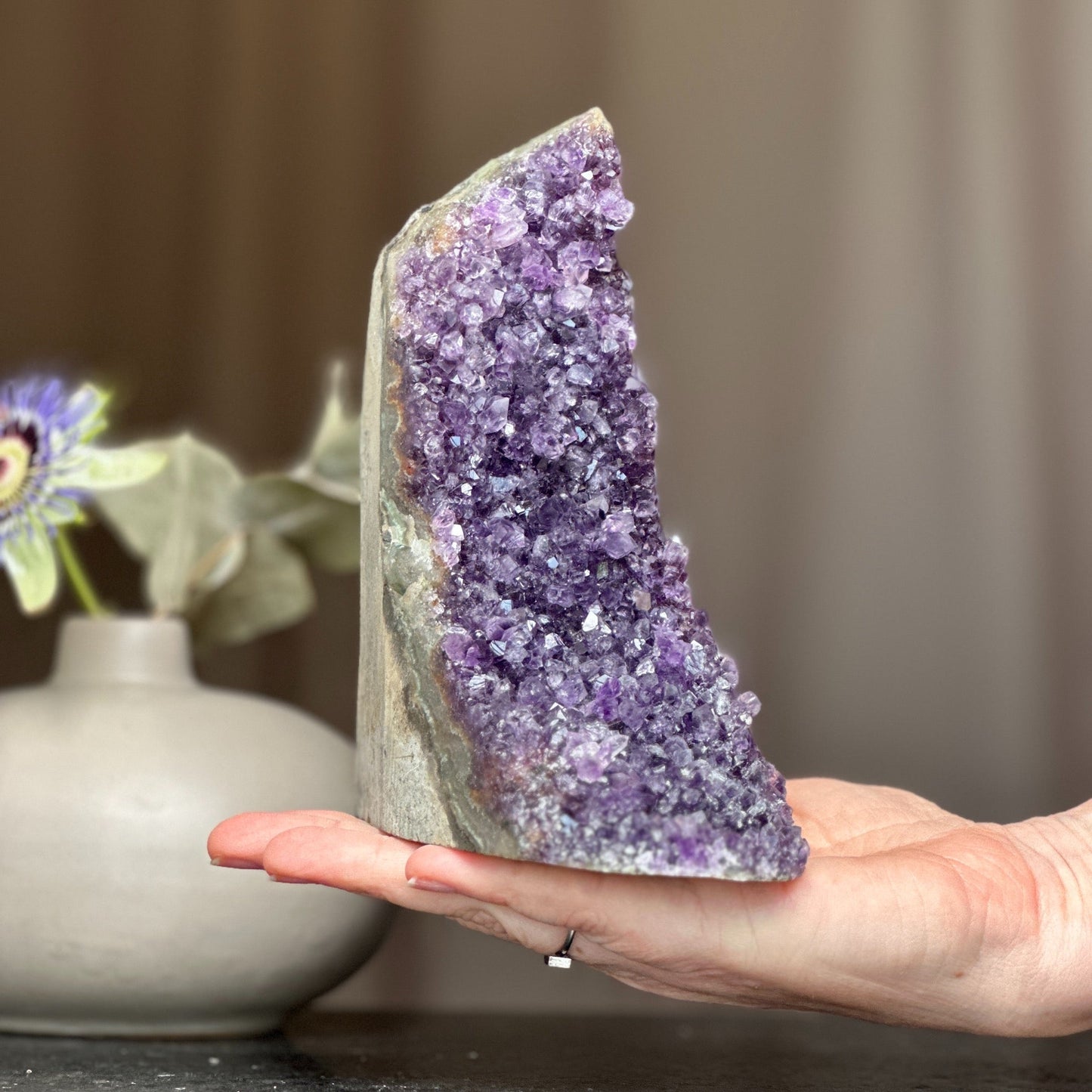 Huge Amethyst Crystal Cluster With Cut Base, 6 to 7 inches amethyst