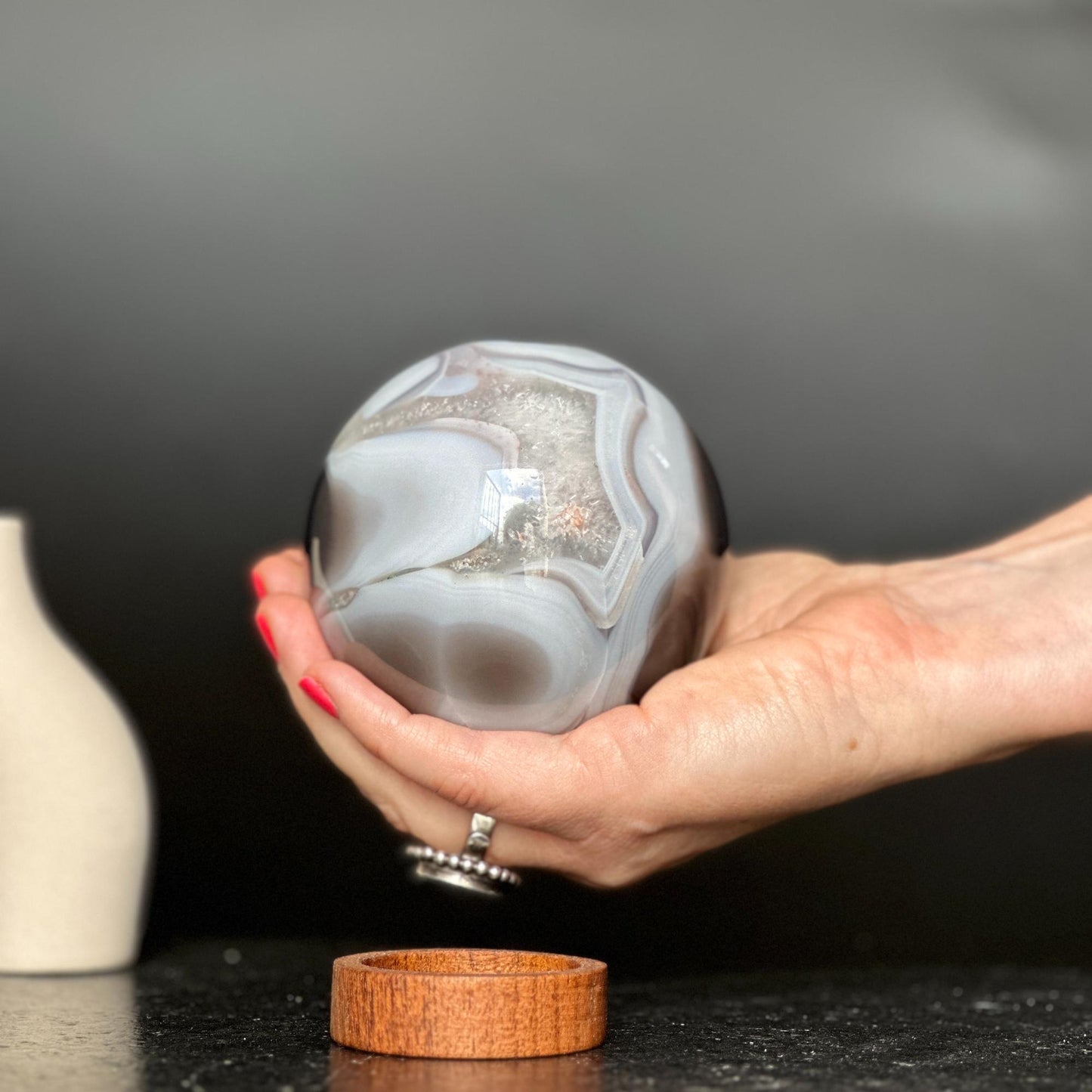 Semi precious gemstone , amethyst sphere - rare