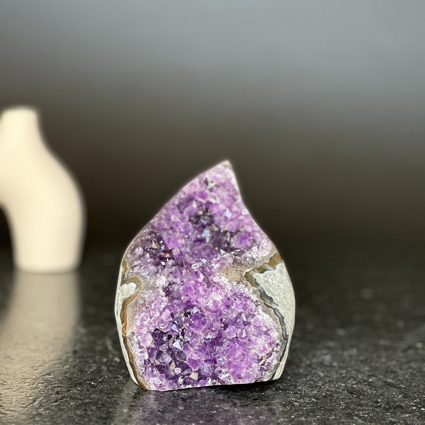 Amethyst gem, flame amethyst geode