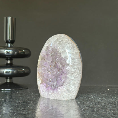 Amethyst Egg Geode – AAA Quality Quartz Crystal Cluster with Agate Formations