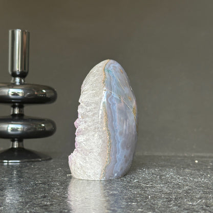 Amethyst Egg Geode – AAA Quality Quartz Crystal Cluster with Agate Formations