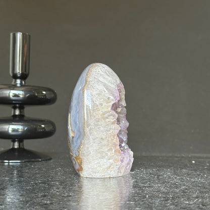 Amethyst Egg Geode – AAA Quality Quartz Crystal Cluster with Agate Formations