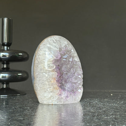 Amethyst Egg Geode – AAA Quality Quartz Crystal Cluster with Agate Formations