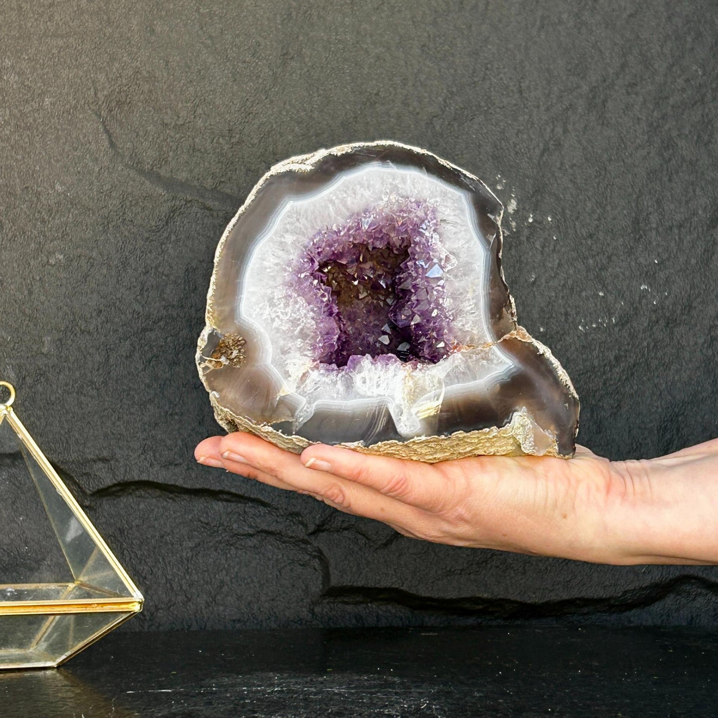 Genuine Amethyst Egg Geode – Quartz Crystal Cave | Cut Base Polished Specimen