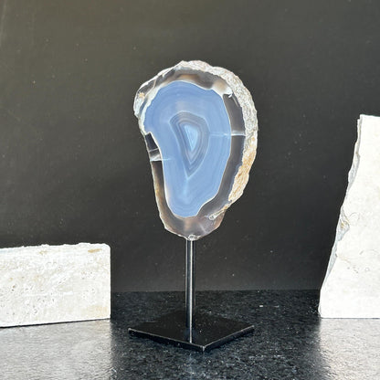 Agate Slice, metallic base included, Natural Colors - Ethically Sourced