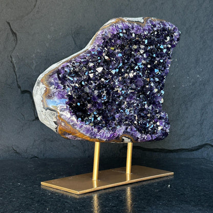 Amethyst Geode Cave with Metallic Base – Uruguay Statement Piece, Ethically Sourced