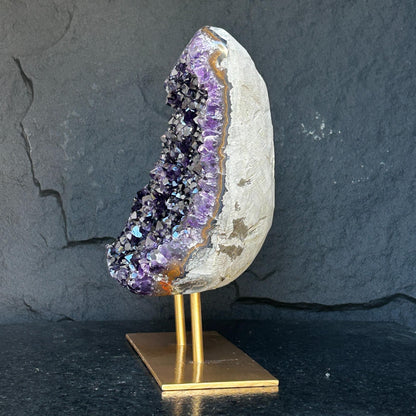 Amethyst Geode Cave with Metallic Base – Uruguay Statement Piece, Ethically Sourced