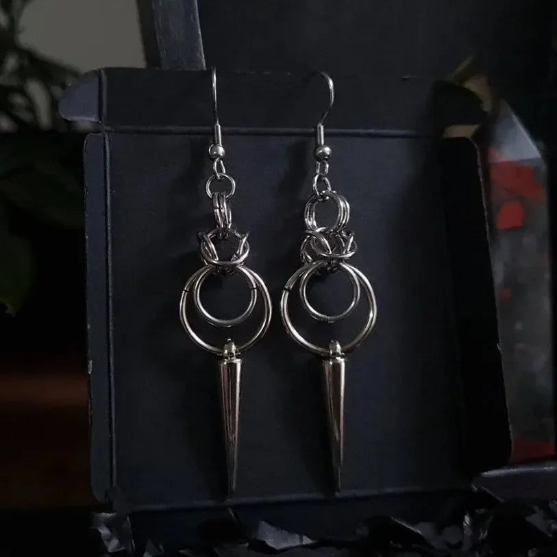Gothic Chainmail Spike Earrings