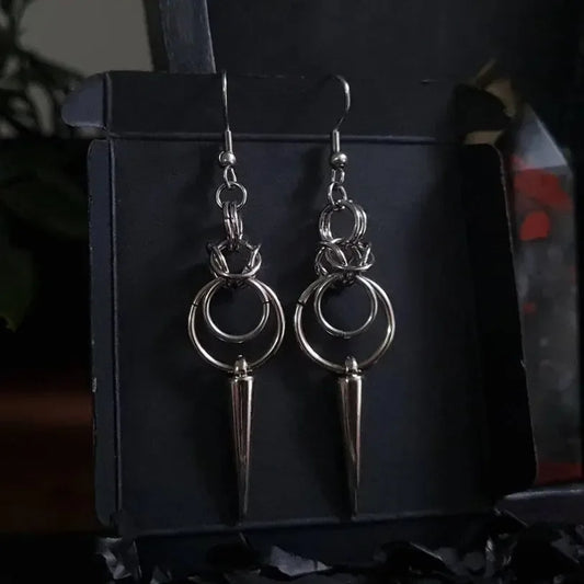Gothic Chainmail Spike Earrings