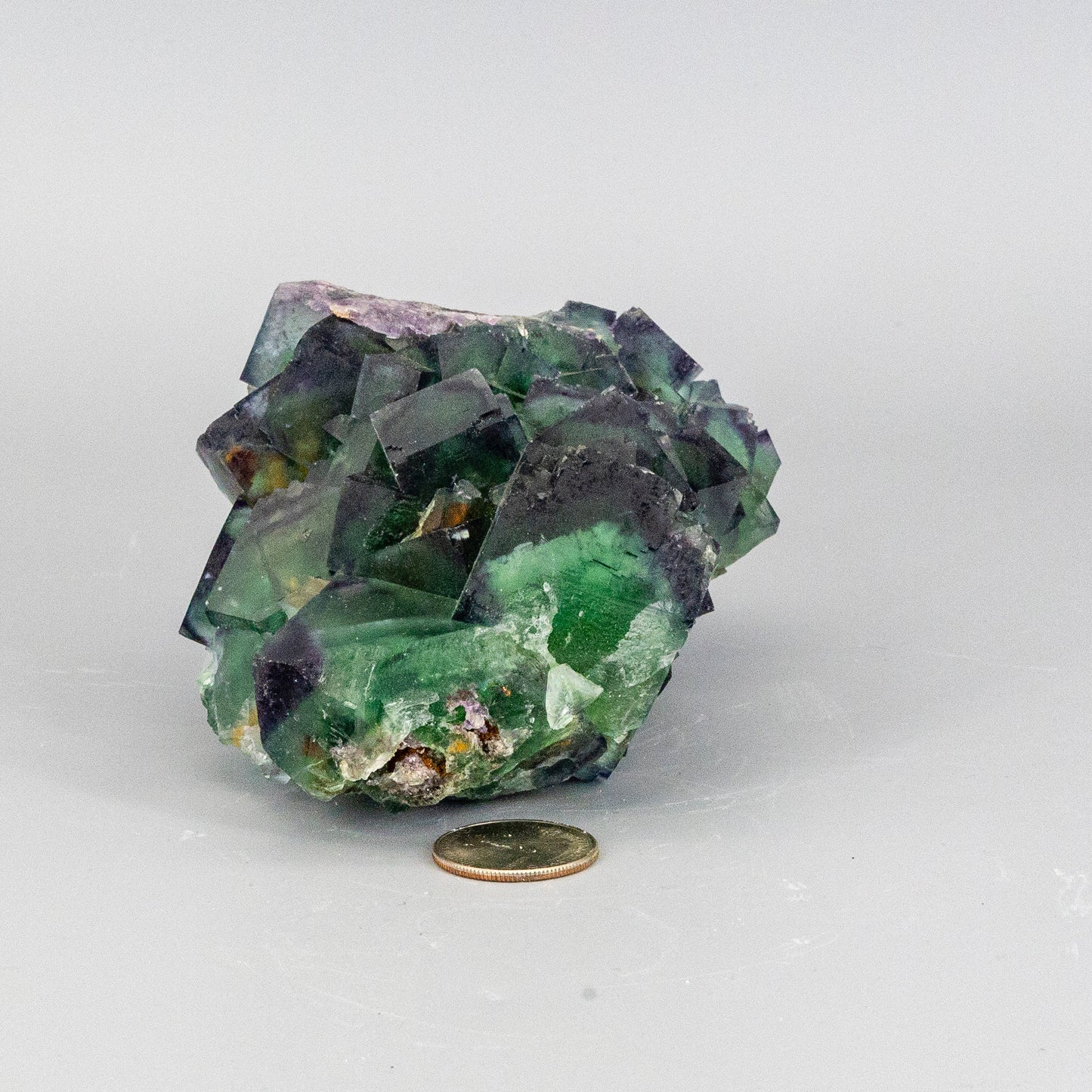 Green Cubed Fluorite with Purple Edged Cluster "XL"