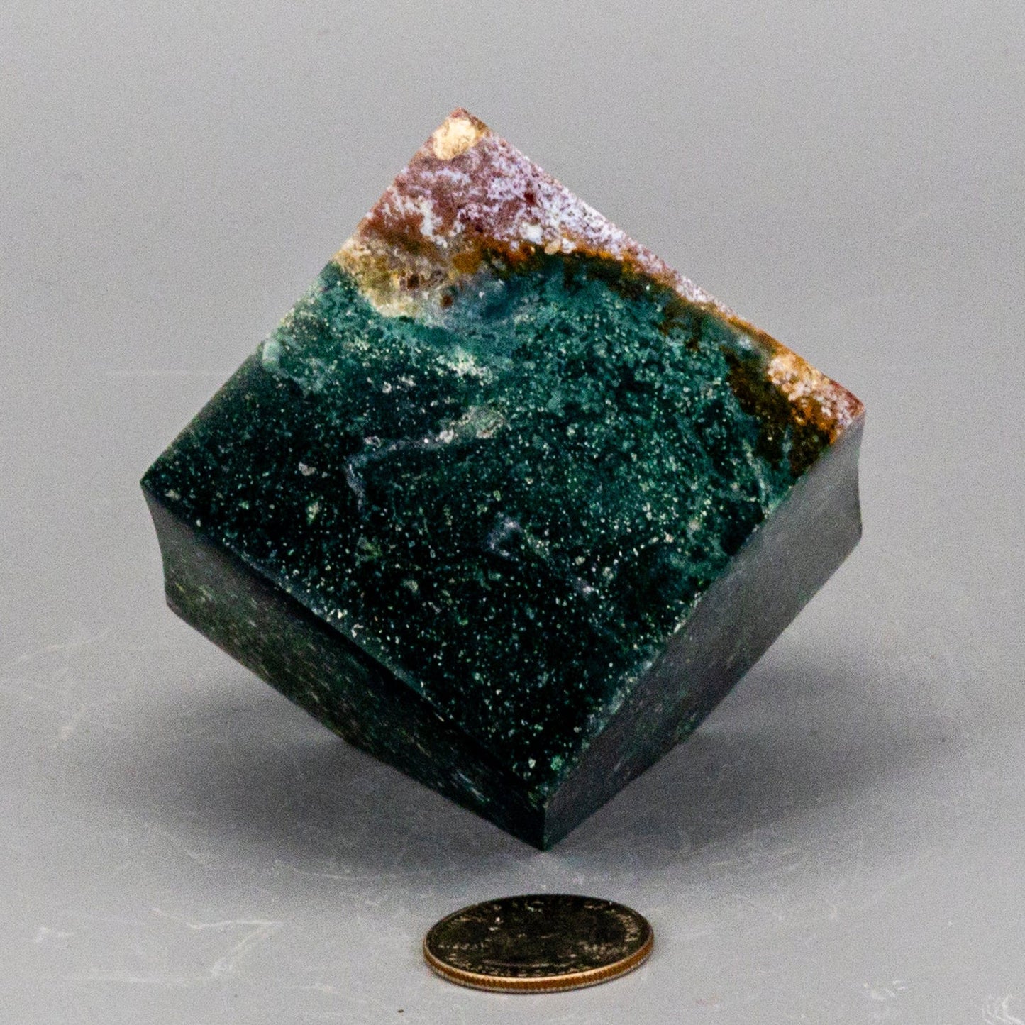 Green Jasper Cube with Cut Corner