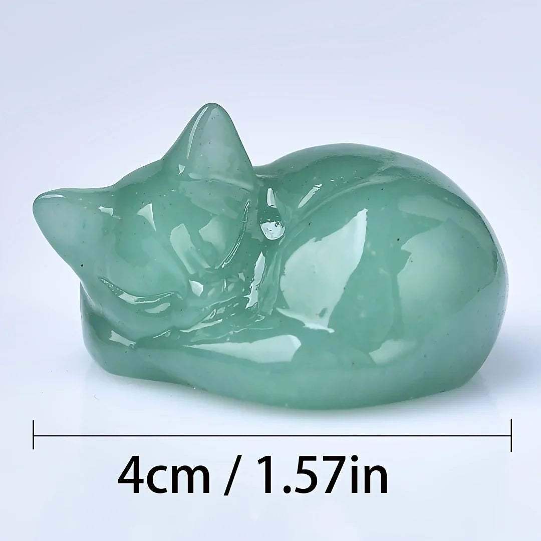 Crystal Sleeping Cat Statue