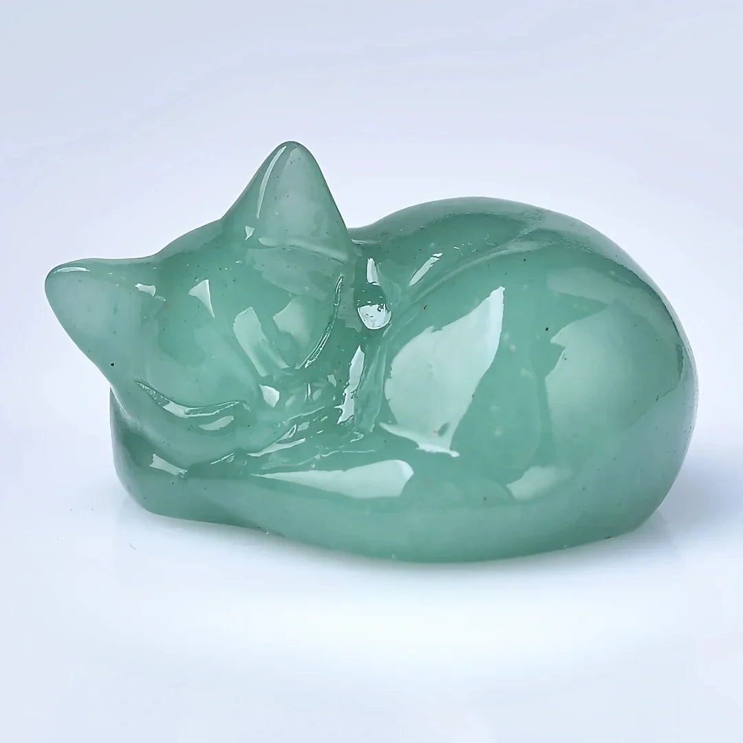 Crystal Sleeping Cat Statue