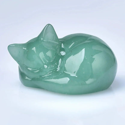 Crystal Sleeping Cat Statue