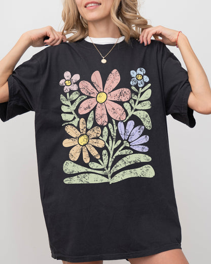Groovy, Gorgeous Flowers, Boho Floral Design - Comfort Colors T-Shirt