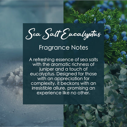 Sea Salt Eucalyptus Crystal Candle with Obsidian, Citrine, & Amethyst | Coconut-Soy Wax Candle, 9oz