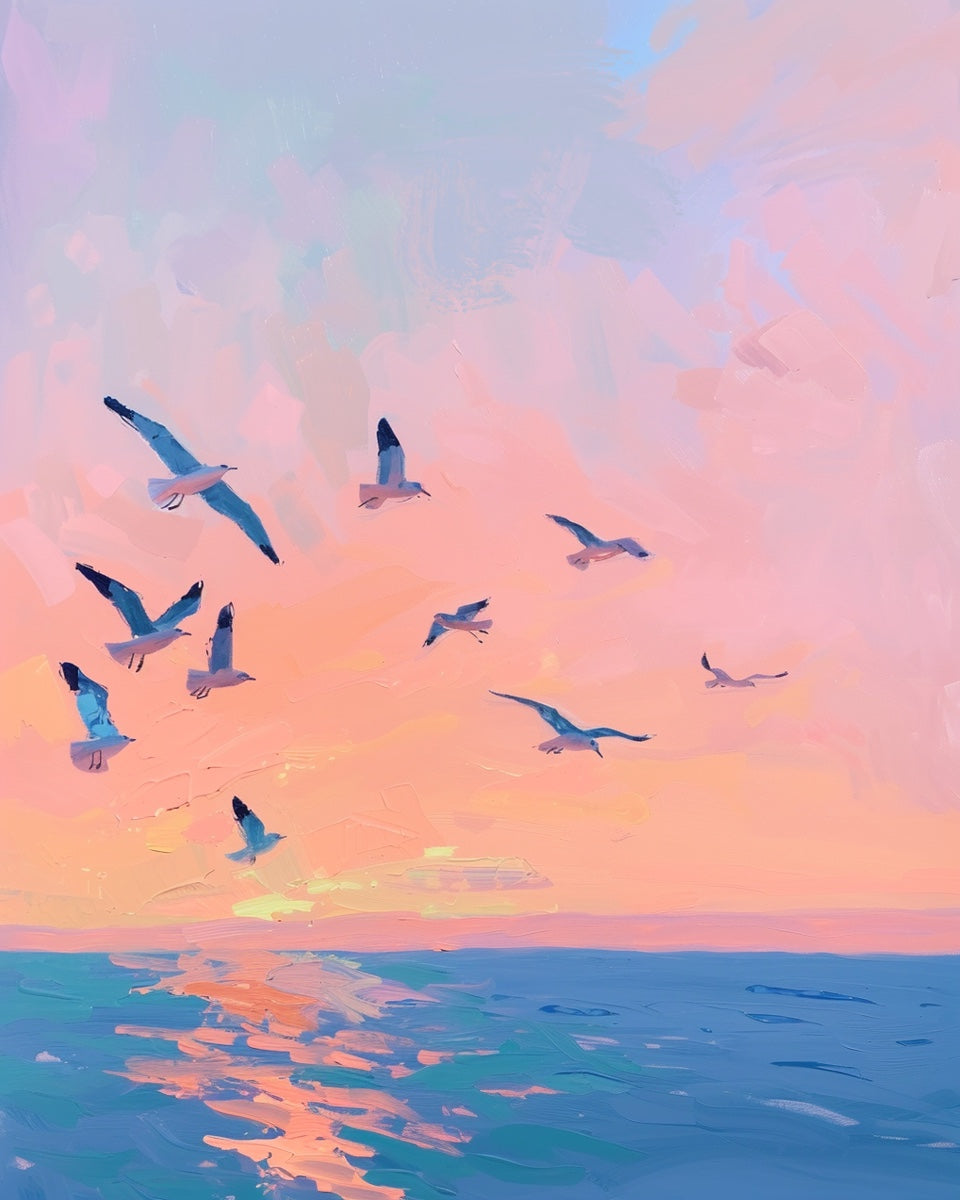 Gulls at Sunset - Original Painting