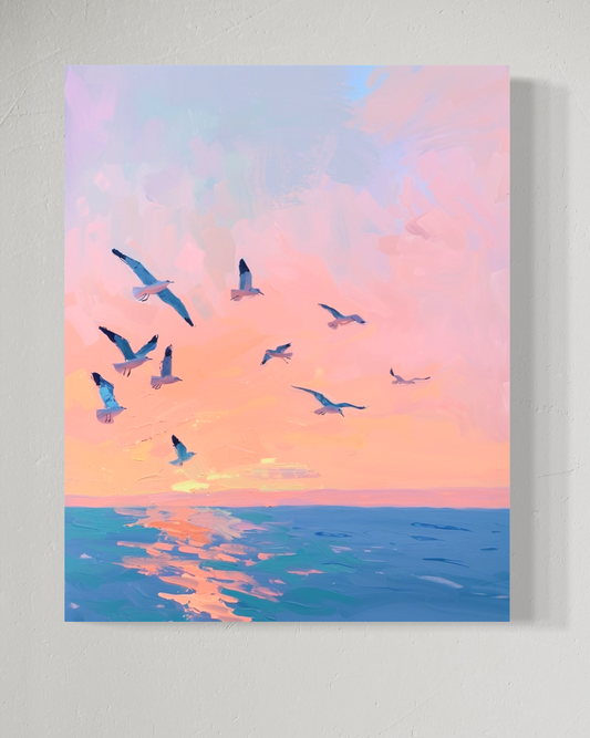 Gulls at Sunset - Original Painting
