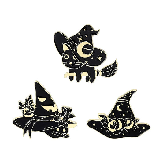 Star Moon Witch Cat Enamel Pin Brooch Lapel Jewelry Gift Wholesale