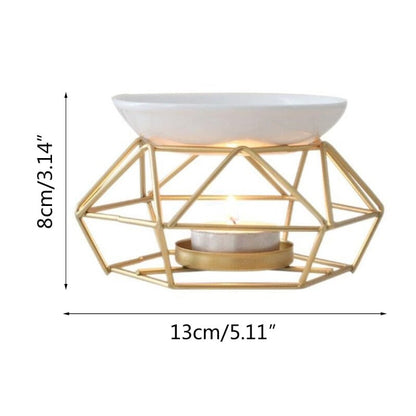 Gold Geometric Ceramic Essential Oil/Wax Melt Burner
