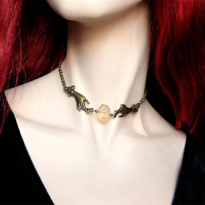 Witchy Chain Hand Crystal Necklace